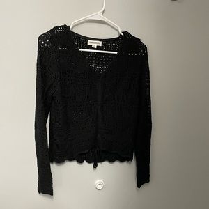 Cropped open knit sweater